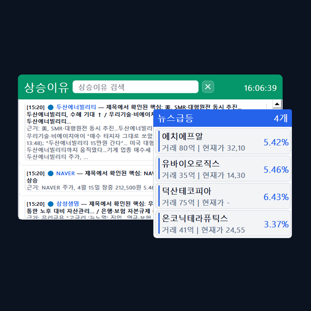 상승 이유 기능 실제 화면 예시